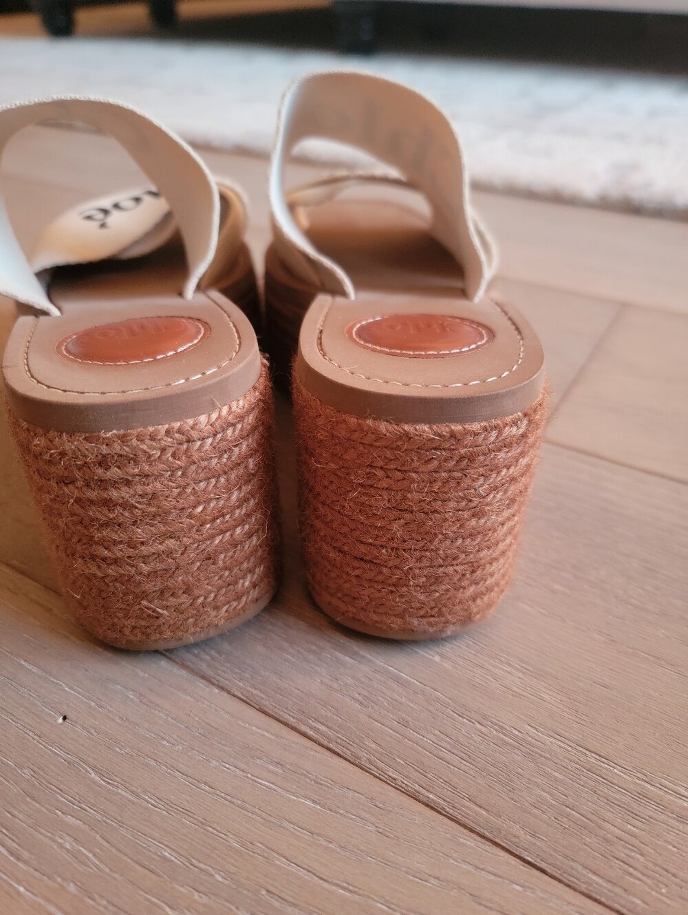 Chloe Off White Woody Wedge Sandals - Picture 5 of 6